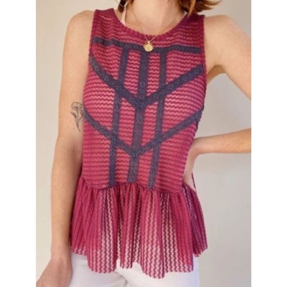Free People Peplum Top Magenta